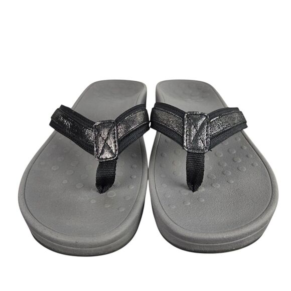 Vionic High Tide Foil Flip Flop Thong Sandals TVW4895 Black Silver Sz 8 - Picture 5 of 16